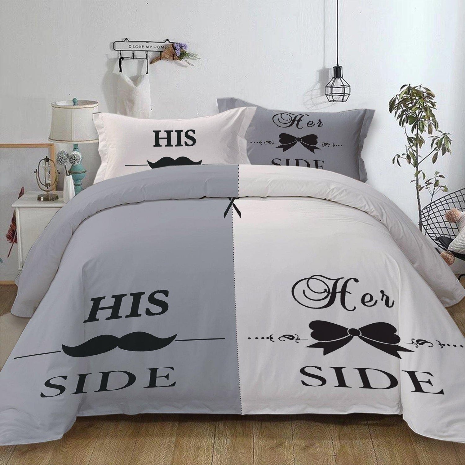 WONGS BEDDING white background multiple patterns embellishment printed bedding bedroom home kit - Wongs bedding