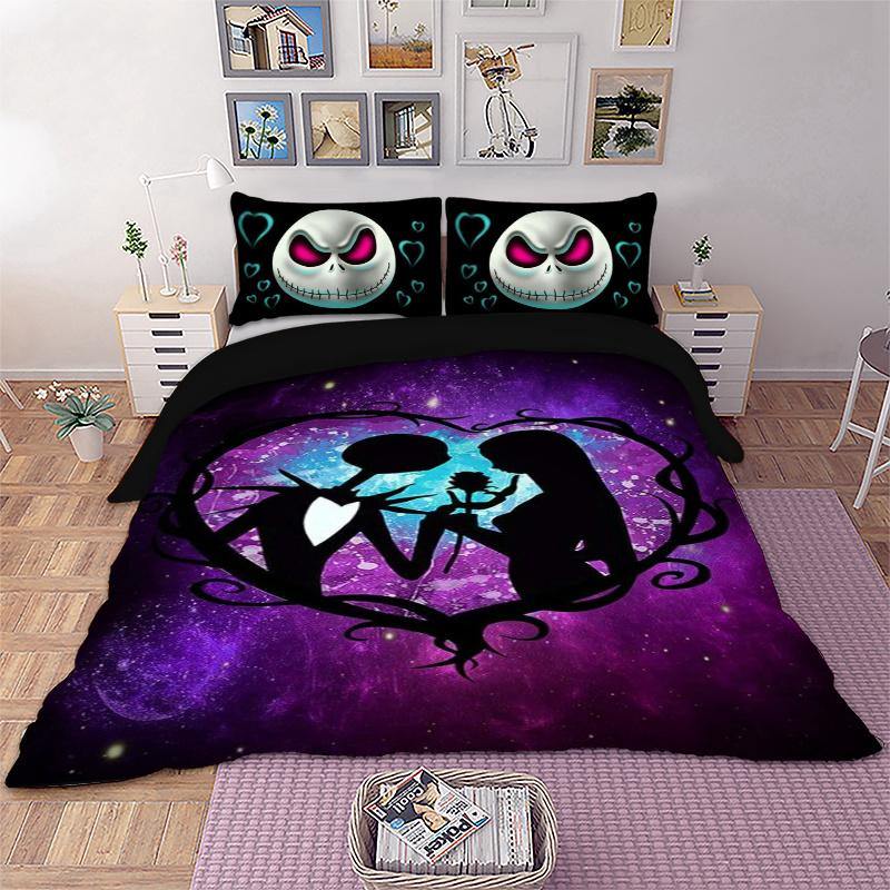 WONGS BEDDING Halloween romantic lover cartoon character printing bedding bedroom home kit - Wongs bedding