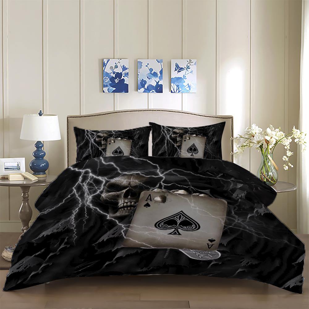 WONGS BEDDING Ace of spades print duvet cover set bedding bedroom home kit - Wongs bedding