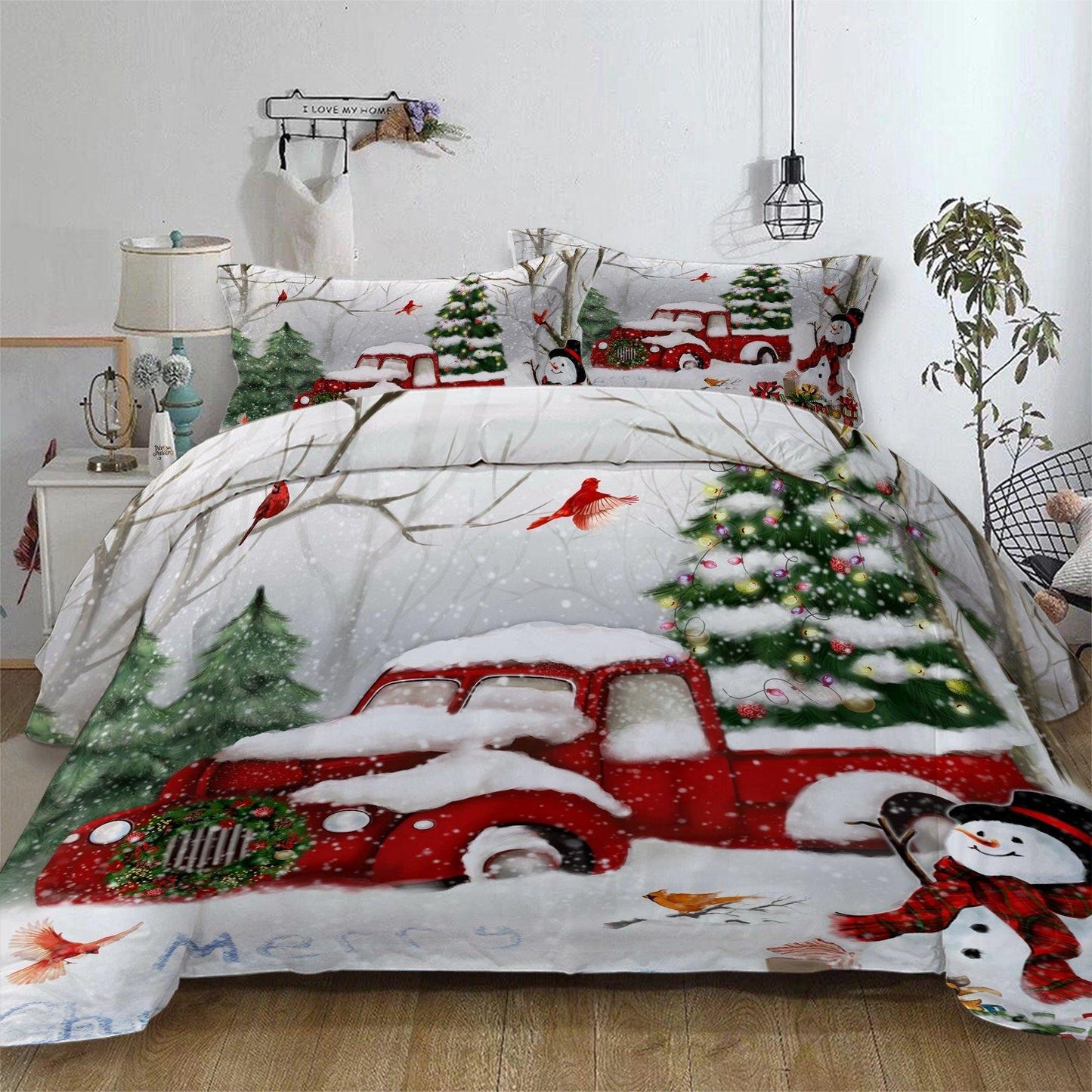 WONGS BEDDING Christmas Car Duvet Cover Pillowcase Set - Wongs bedding