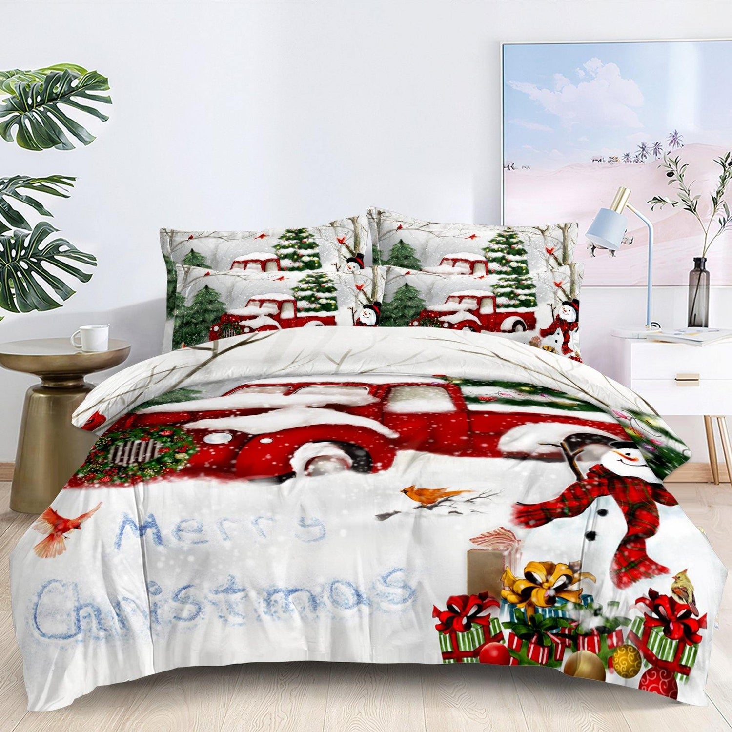 WONGS BEDDING Christmas Car Duvet Cover Pillowcase Set - Wongs bedding