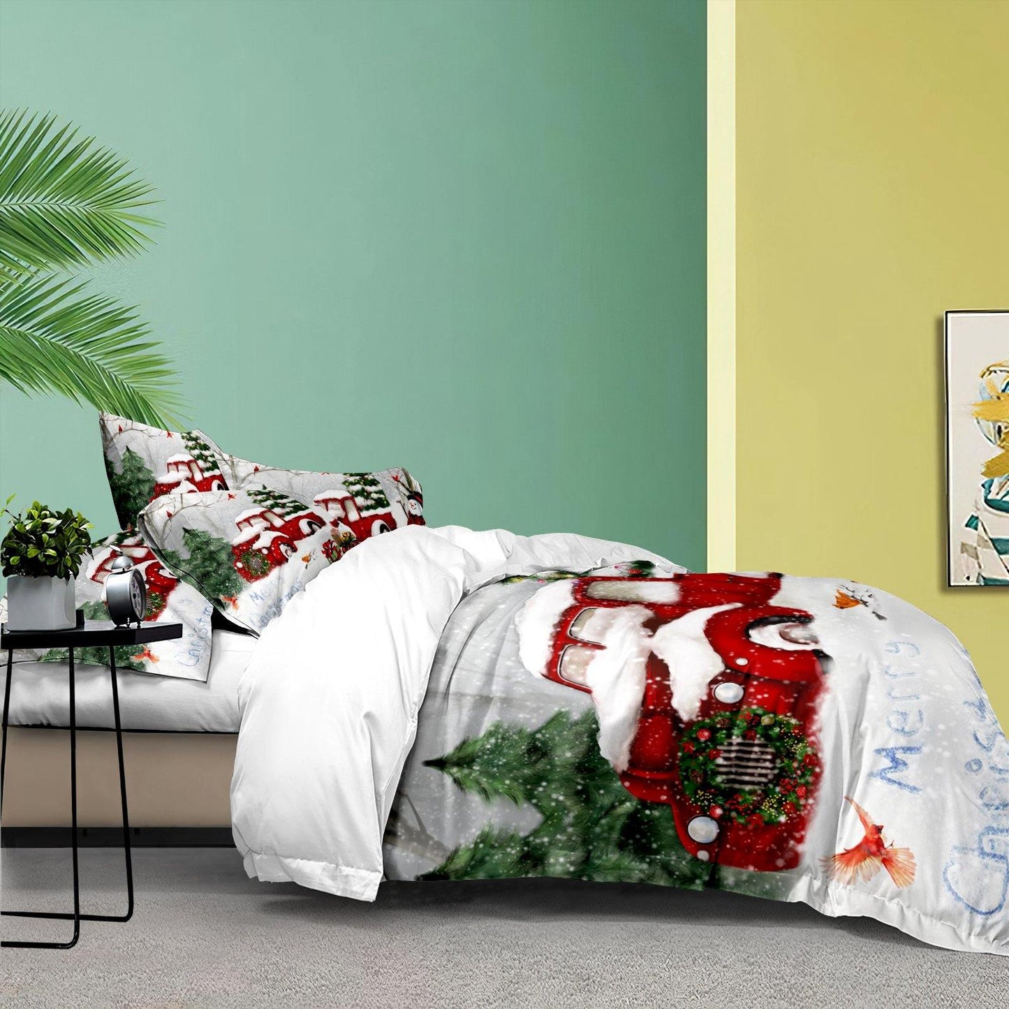 WONGS BEDDING Christmas Car Duvet Cover Pillowcase Set - Wongs bedding