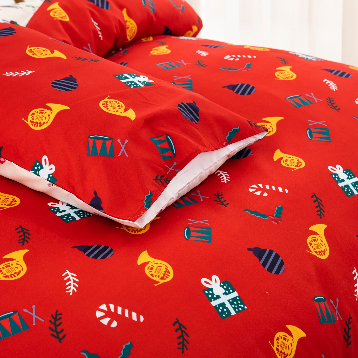 WONGS BEDDING Double-sided Christmas Elements Duvet Cover Set