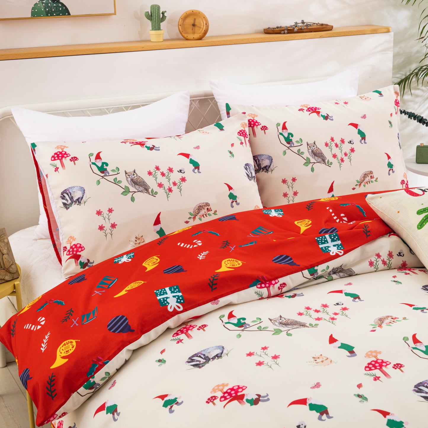 WONGS BEDDING Double-sided Christmas Elements Duvet Cover Set