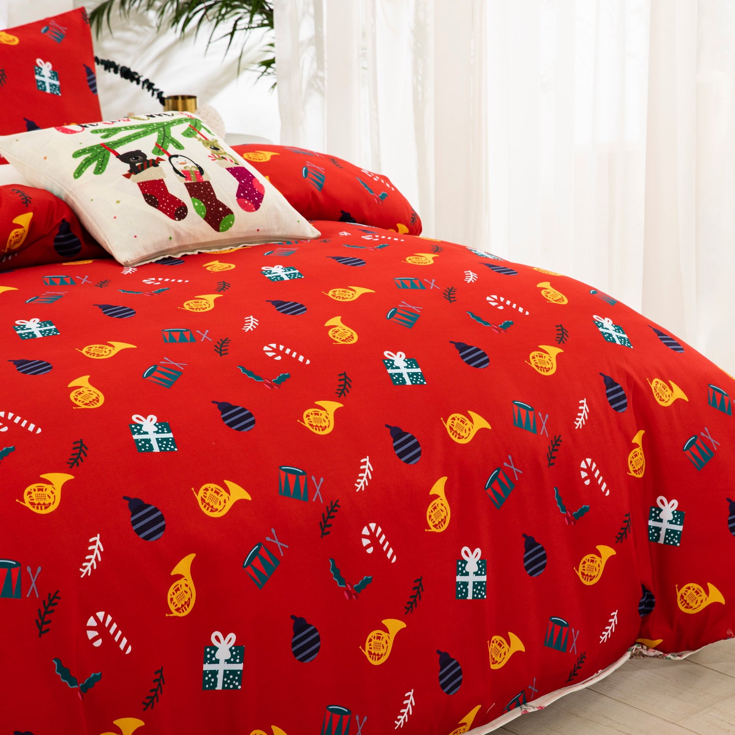 WONGS BEDDING Double-sided Christmas Elements Duvet Cover Set