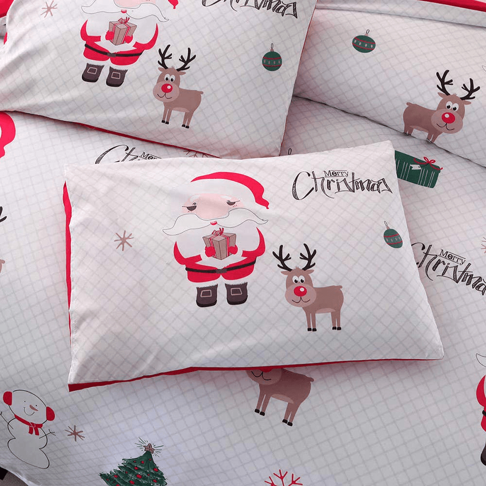 WONGS BEDDING Santa And Snowman Duvet Cover Pillowcase Set - Wongs bedding