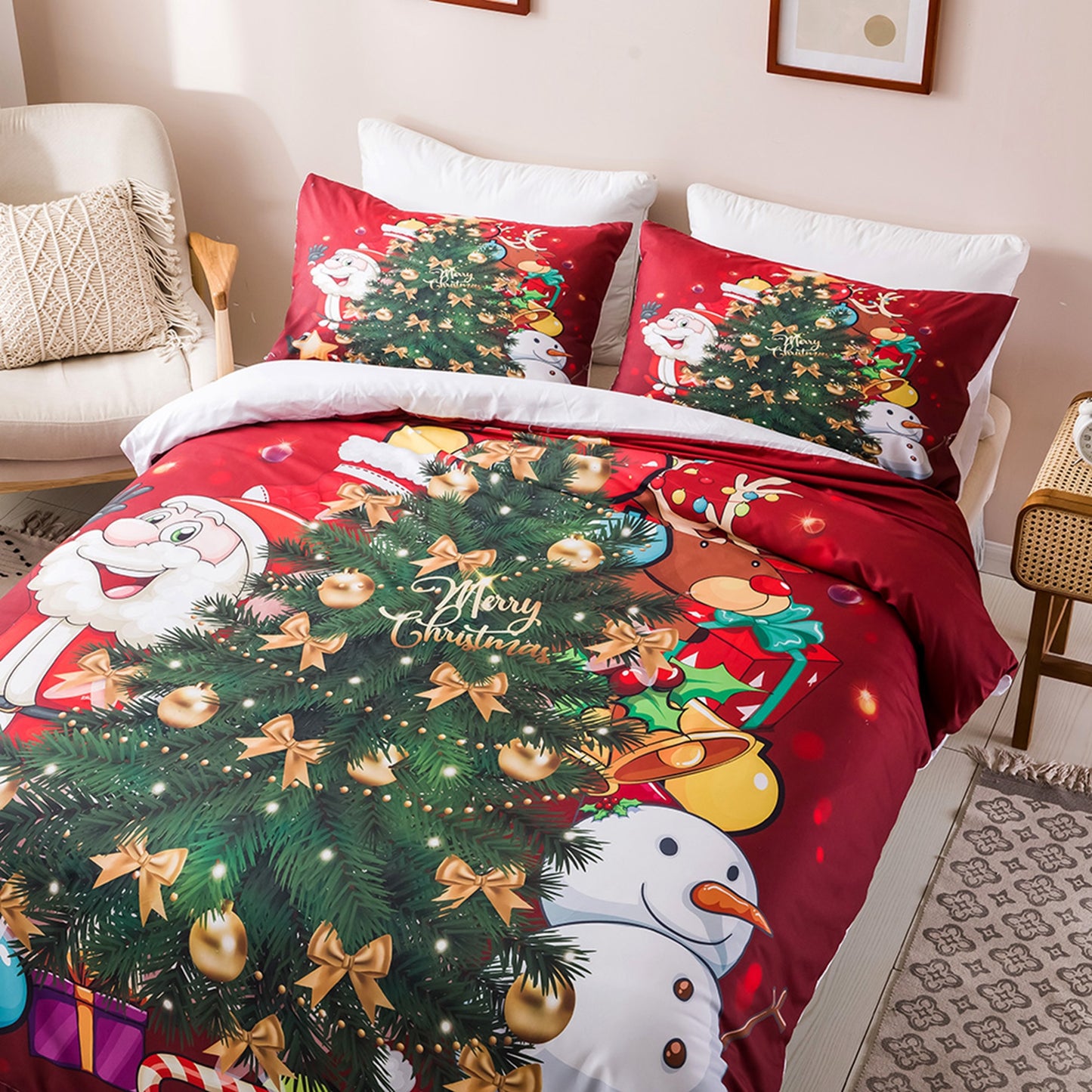 Christmas Dress Up Santa With Christmas Tree Duvet Cover Set