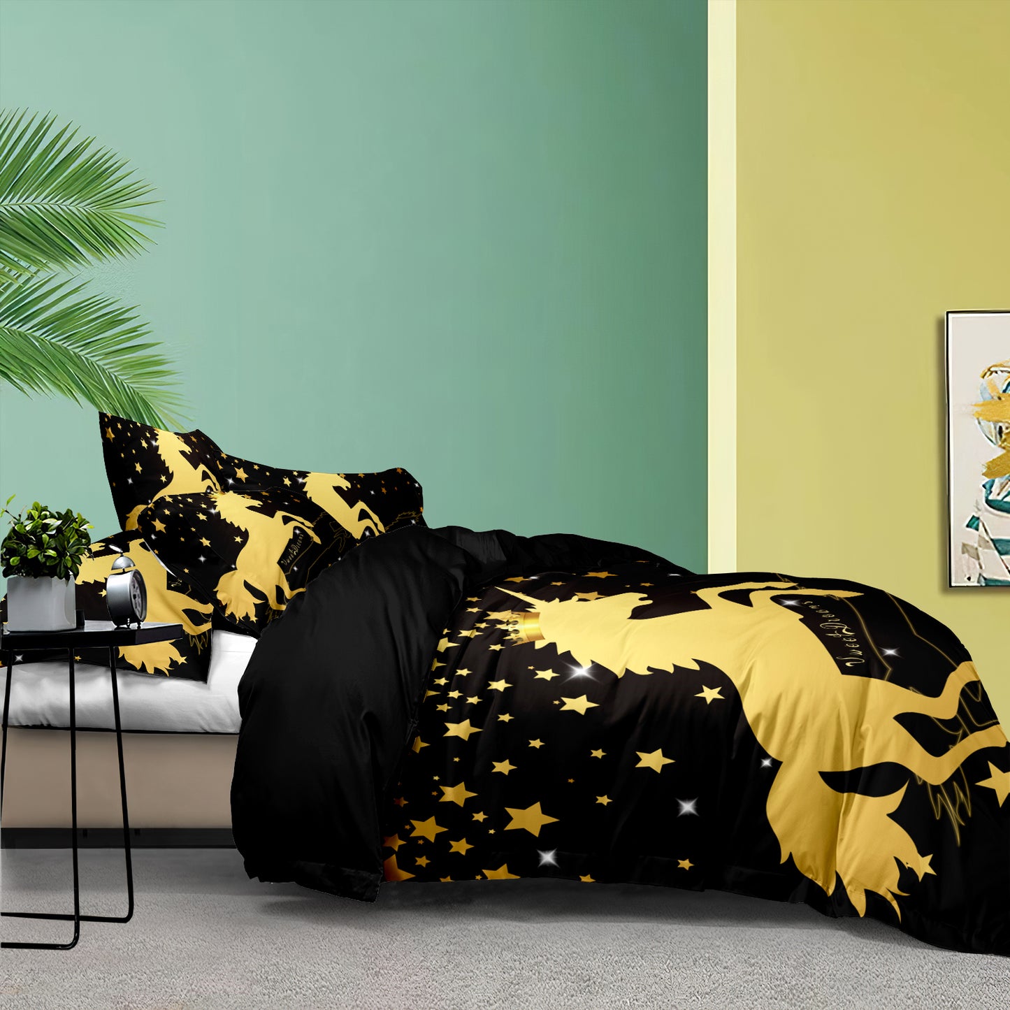 Golden Horse Duvet Cover with 2 Pillow cases