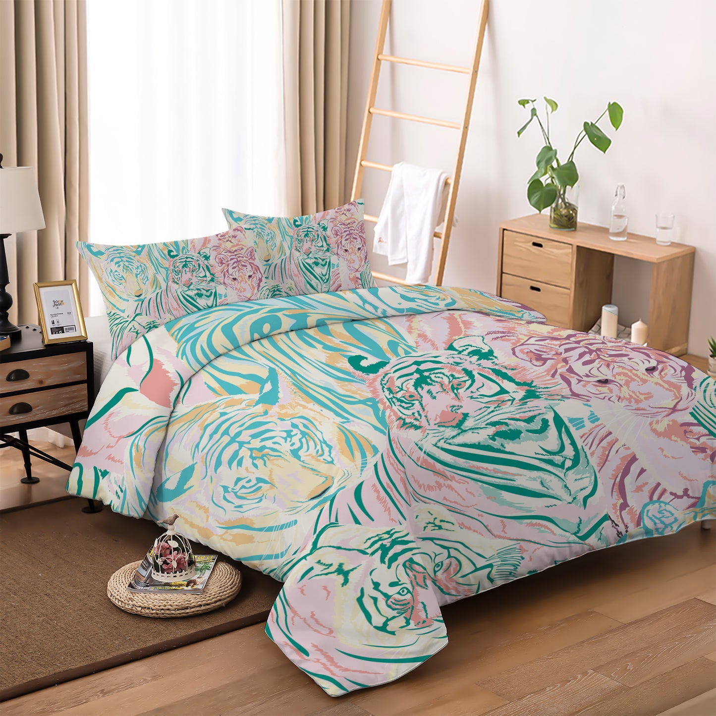 The Tiger Pattern Duvet Cover 4 Pieces Set With 2 Pillowcases