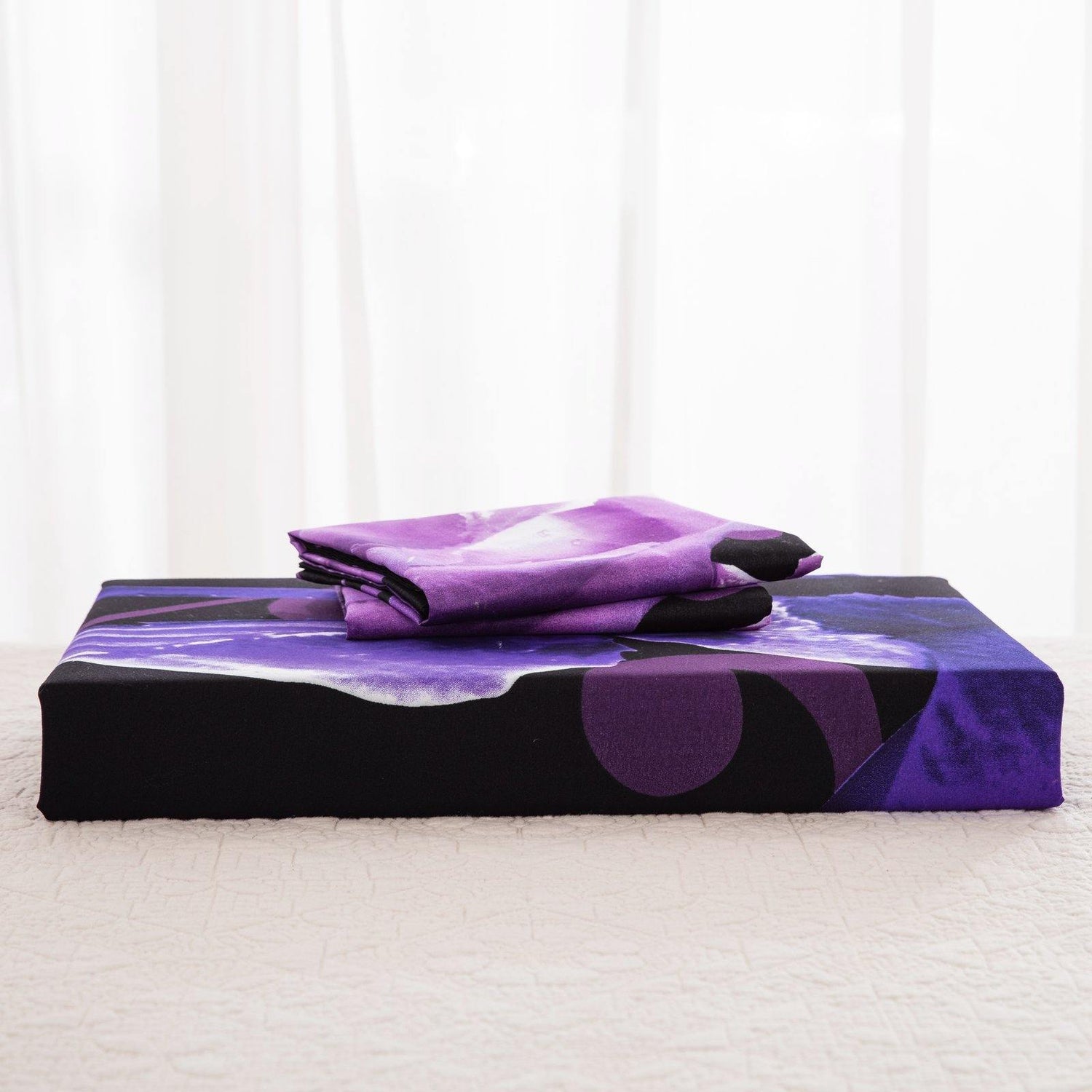 WONGS BEDDING Purple Oversized Flowers Duvet Cover Pillowcase Set - Wongs bedding