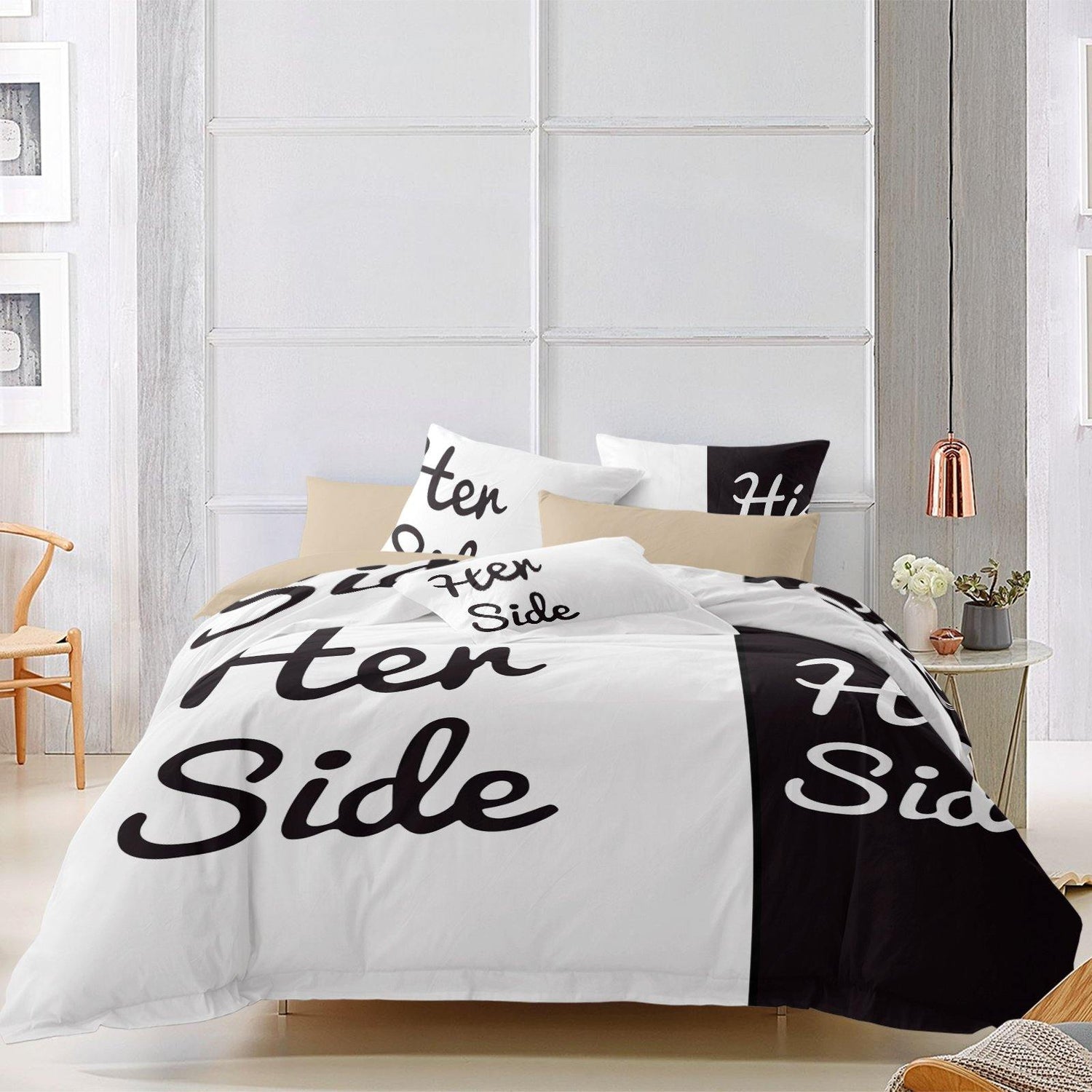 WONGS BEDDING black and white with simple and stylish bedding bedroom home kit - Wongs bedding