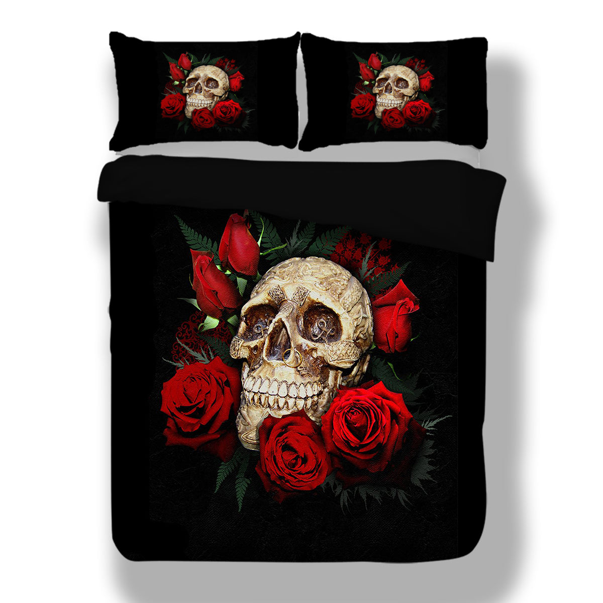 WONGS BEDDING Skull and roses Duvet cover set Bedding Bedroom set