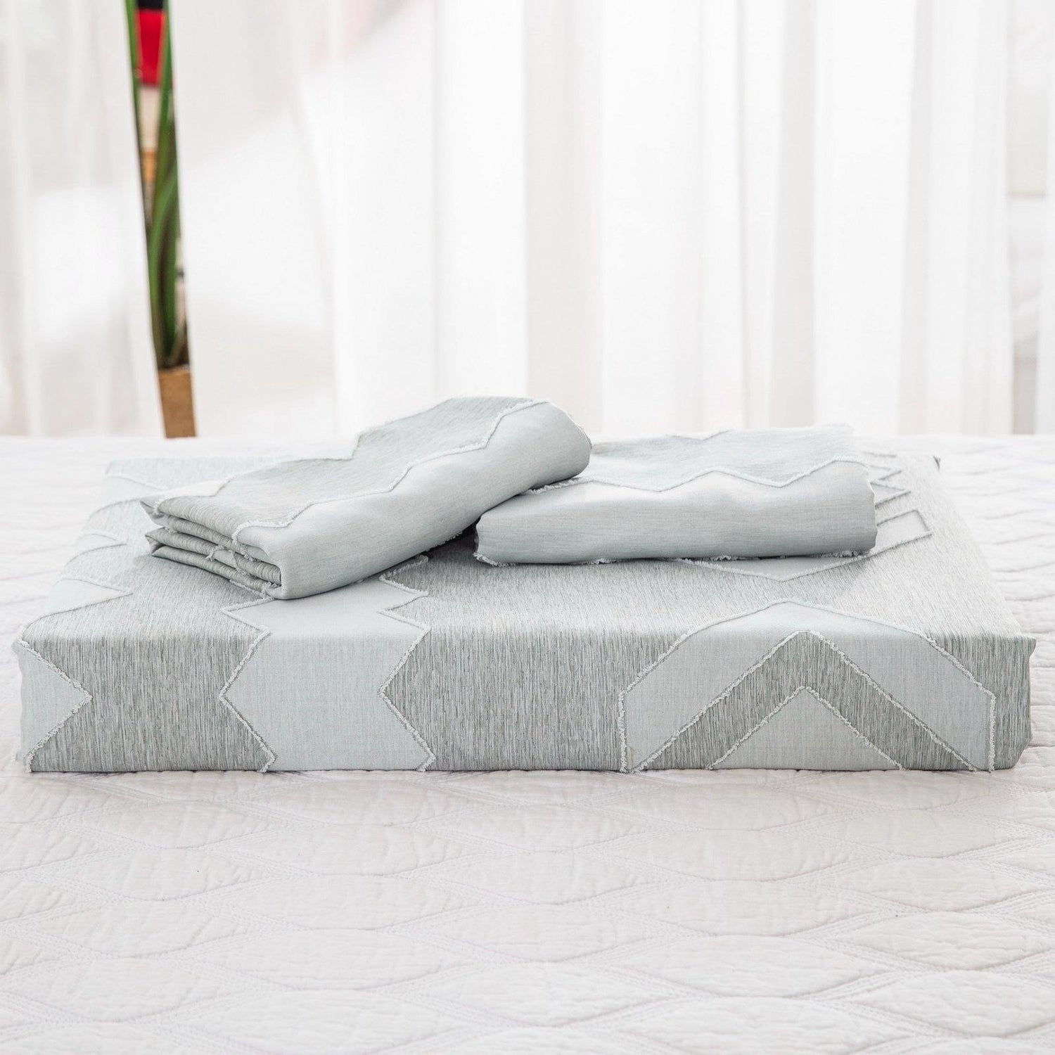 WONGS BEDDING Light Blue Gray Duvet Cover Set - Wongs bedding