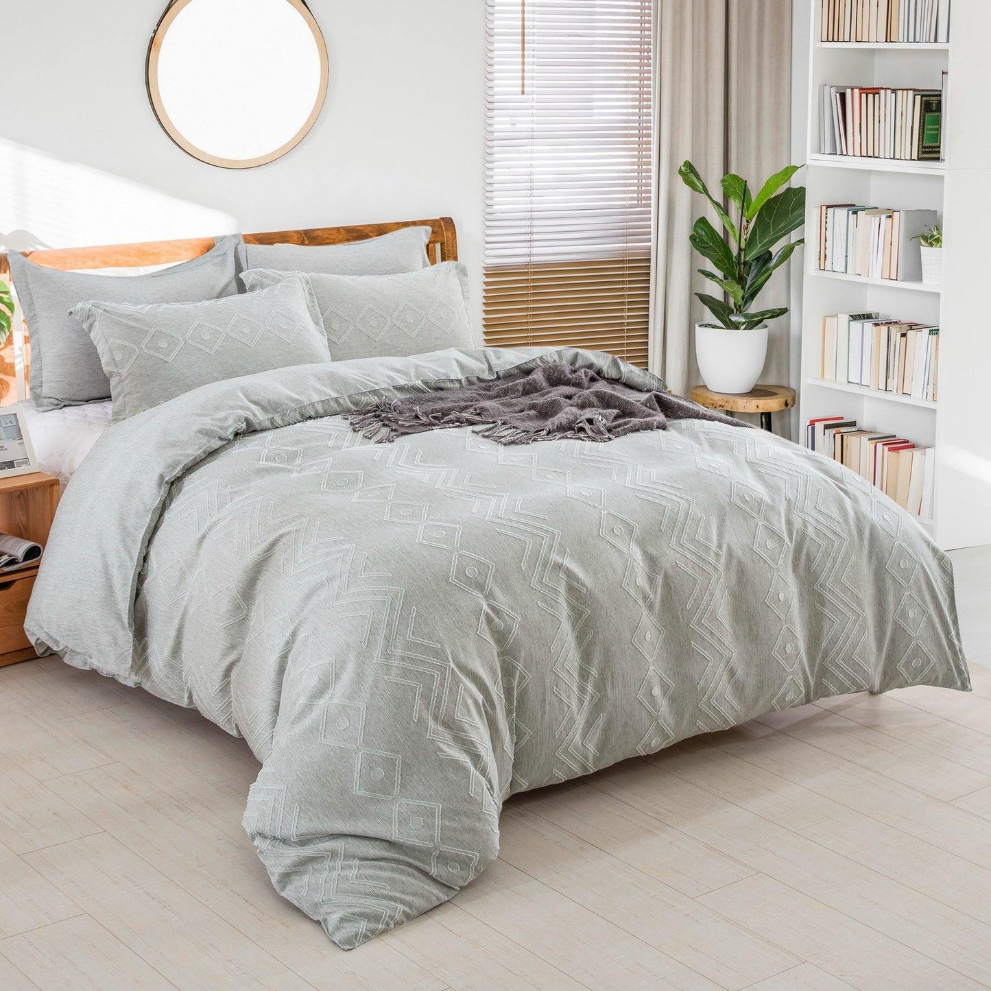 WONGS BEDDING Light Grey Duvet Cover Set - Wongs bedding