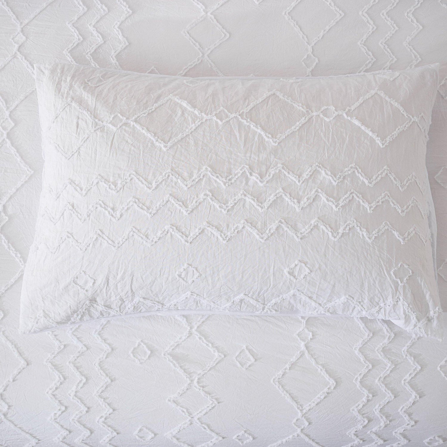 WONGS BEDDING Pure White Pattern Duvet Cover Pillowcase Set - Wongs bedding