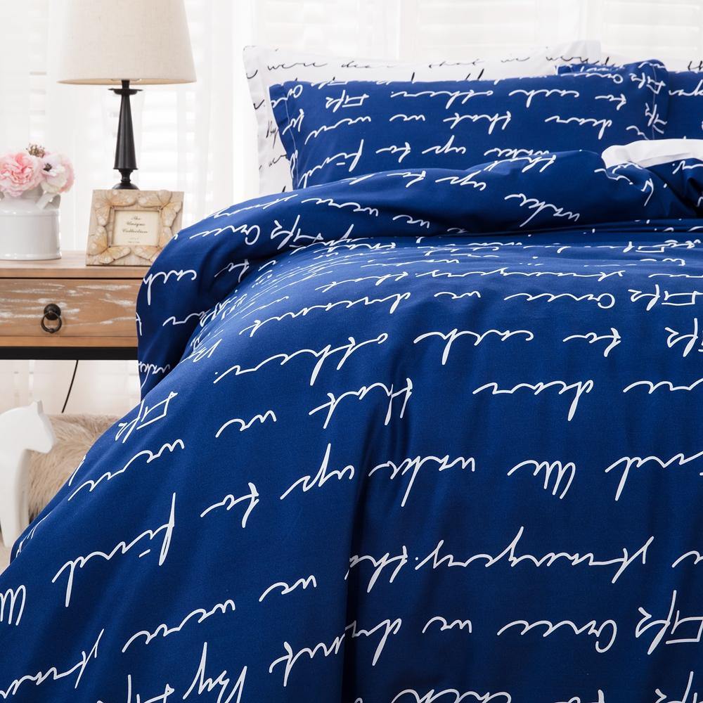 White characters on blue background Bedding Set 3Pcs Home Decor Girls/Boys Bedclothes - Wongs bedding