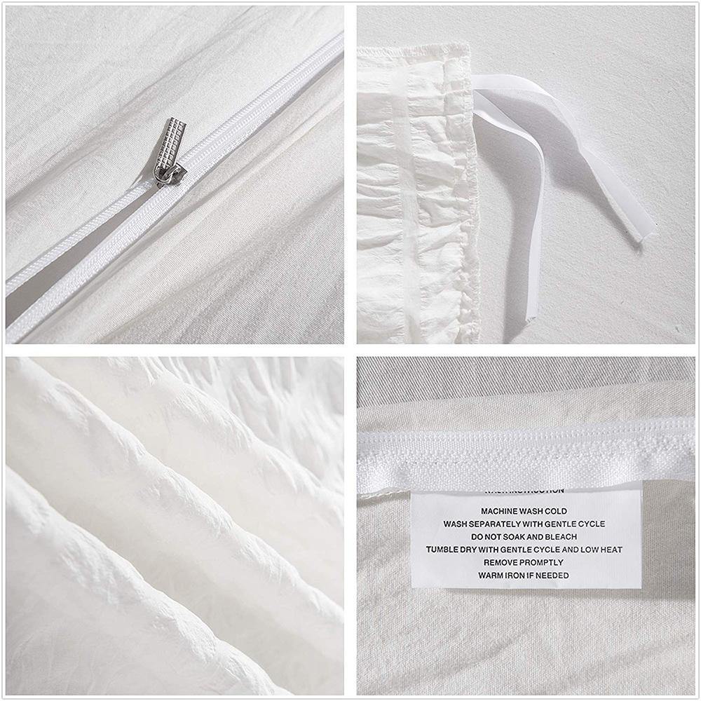 WONGS BEDDING Pure White Seersucker Duvet Cover Pillowcase Set - Wongs bedding