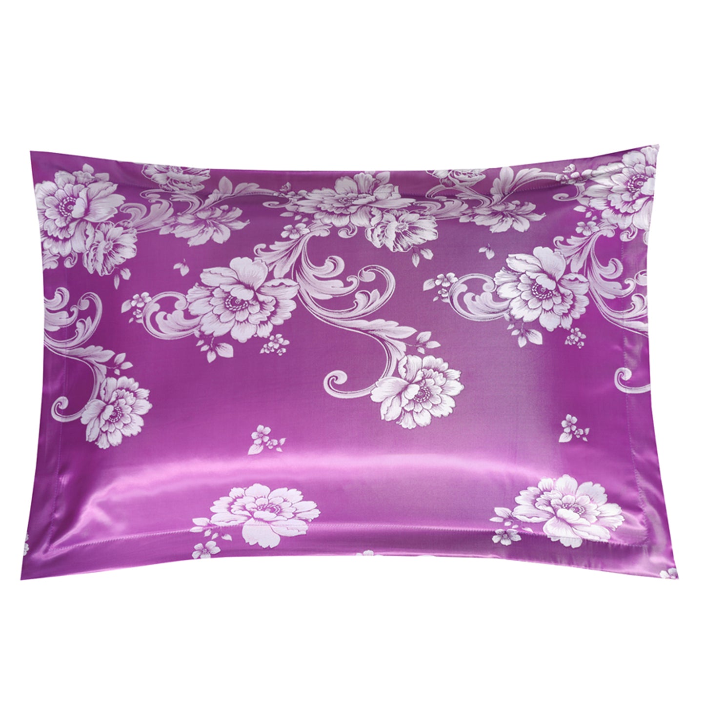 WONGS BEDDING Purple Embroidery Satin Craft Duvet Cover Set With 2 Pillow Case