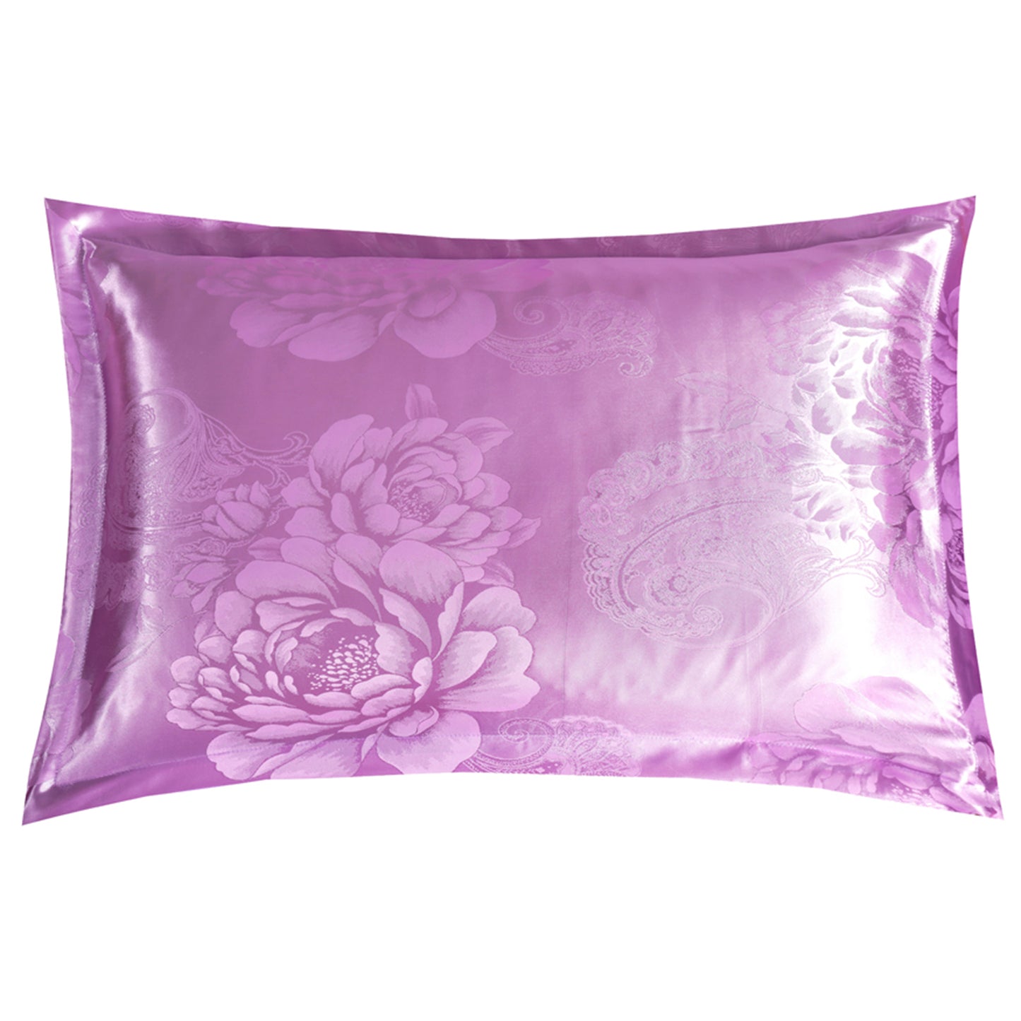 WONGS BEDDING Light Purple Embroidery Satin Craft Duvet Cover Set With 2 Pillow Case