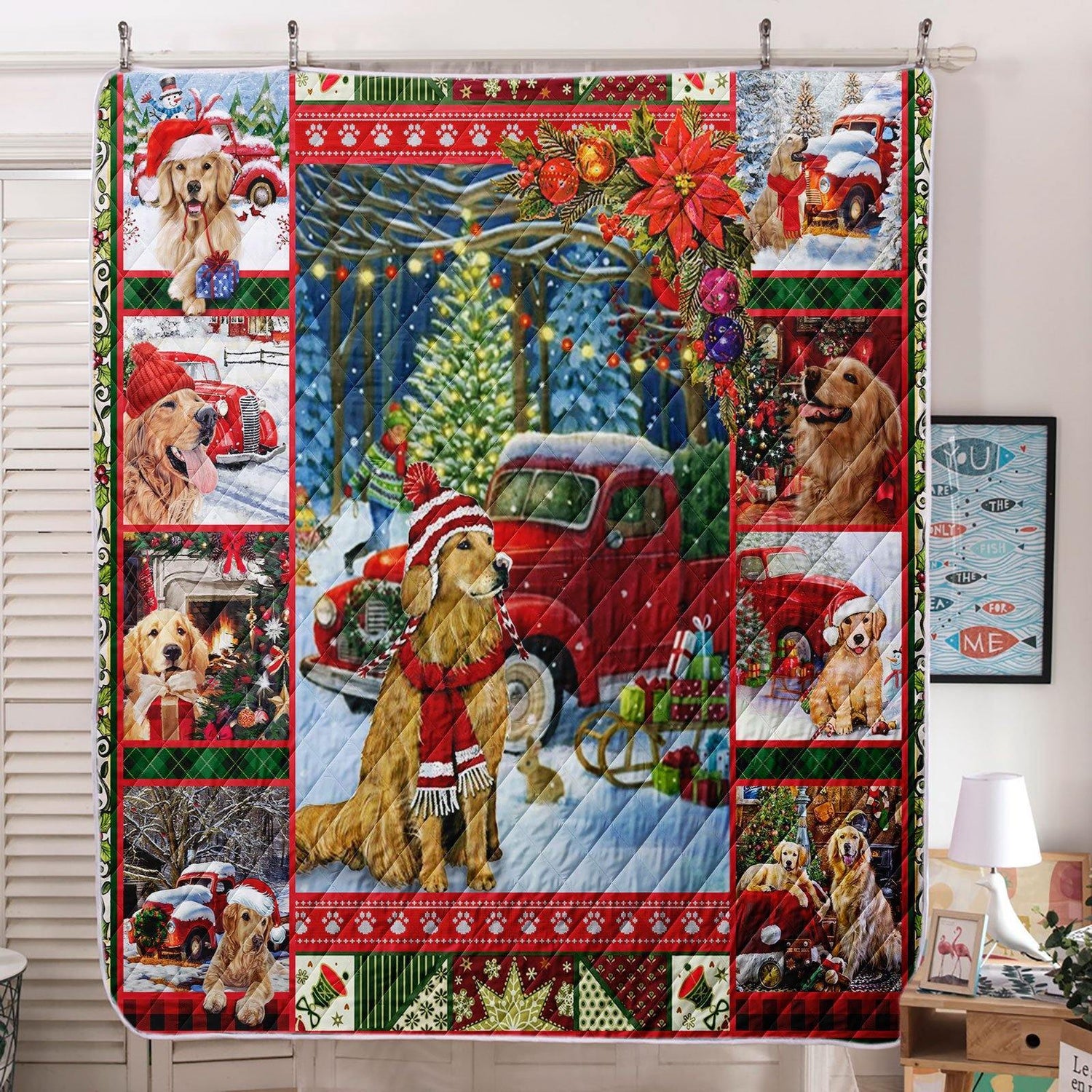 Wongs Bedding Christmas dog pattern quilt set - Beddinger