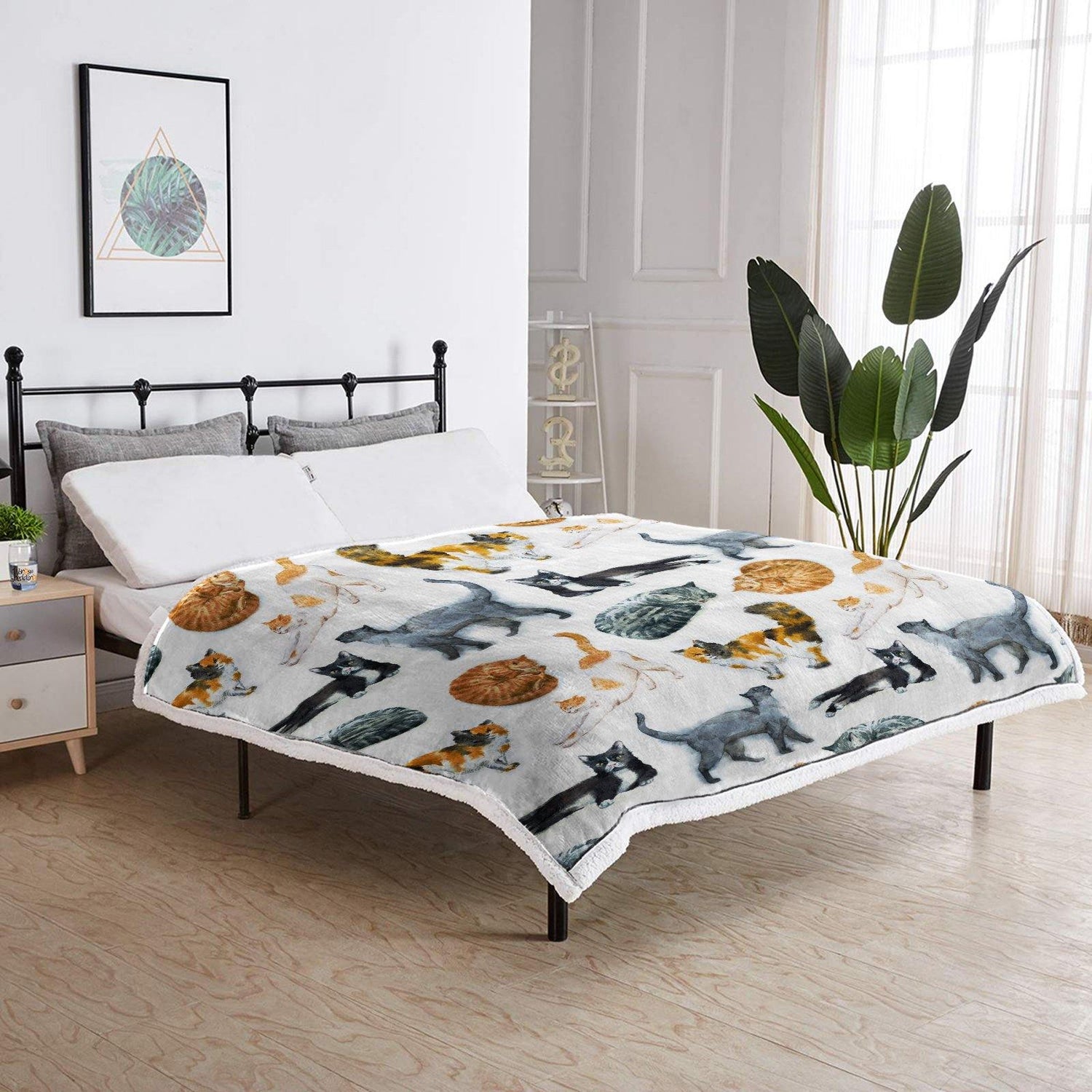 WONGS BEDDING Cat Atlas fleece blanket bedroom living room decoration blanket - Wongs bedding