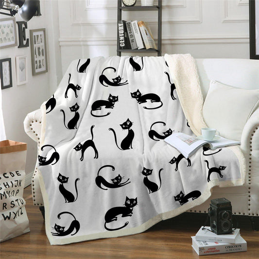 WONGS BEDDING Black cat blanket bedroom living room decoration blanket - Wongs bedding