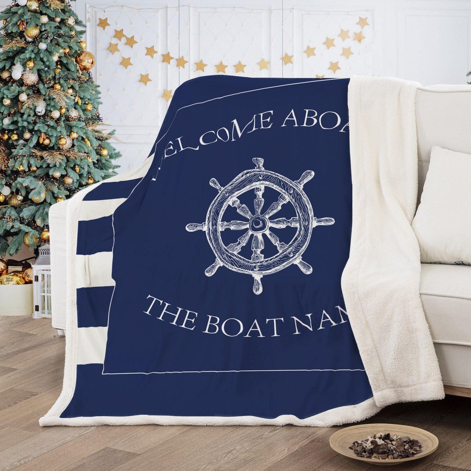 WONGS BEDDING Ship steering wheel fleece blanket bedroom living room decoration blanket - Wongs bedding