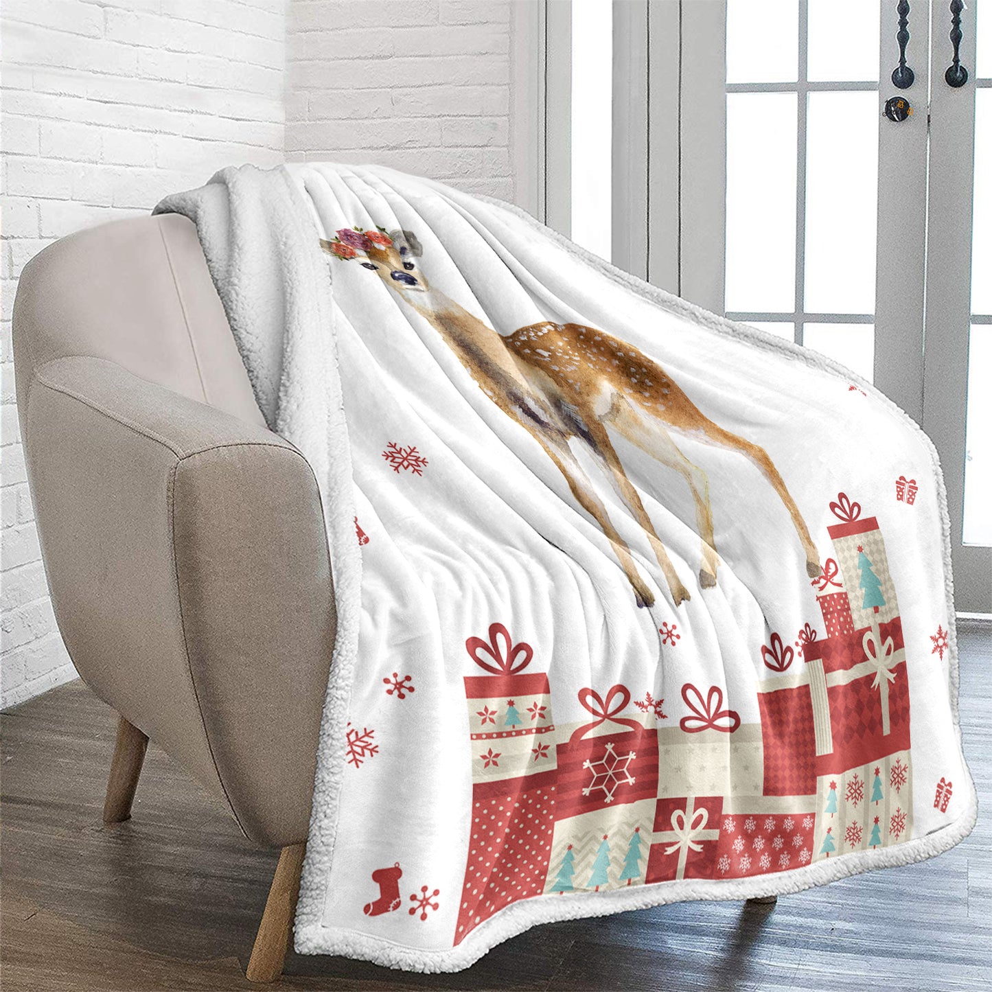 WONGS BEDDING Christmas sika deer blanket