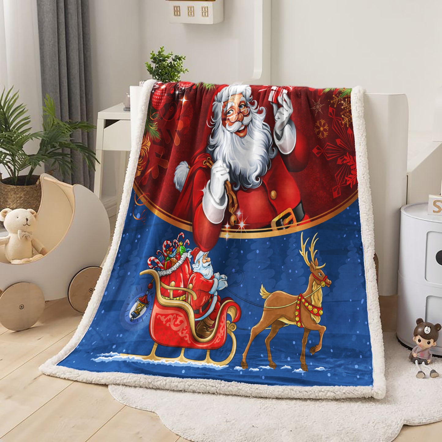 WONGS BEDDING Christmas Gift of Santa Blanket