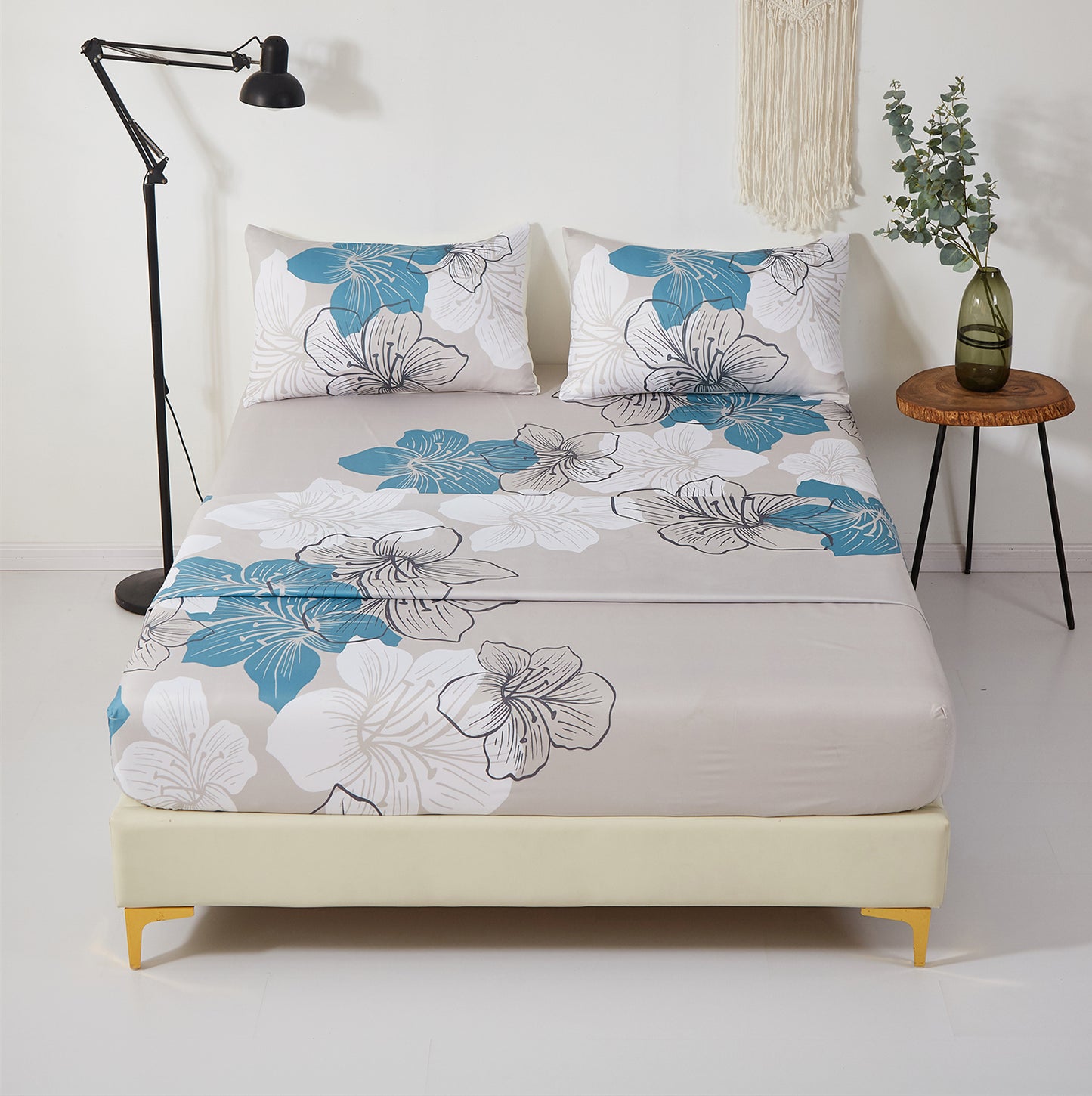 WONGS BEDDING Flower Printed Sheet Set 4 Pieces Set