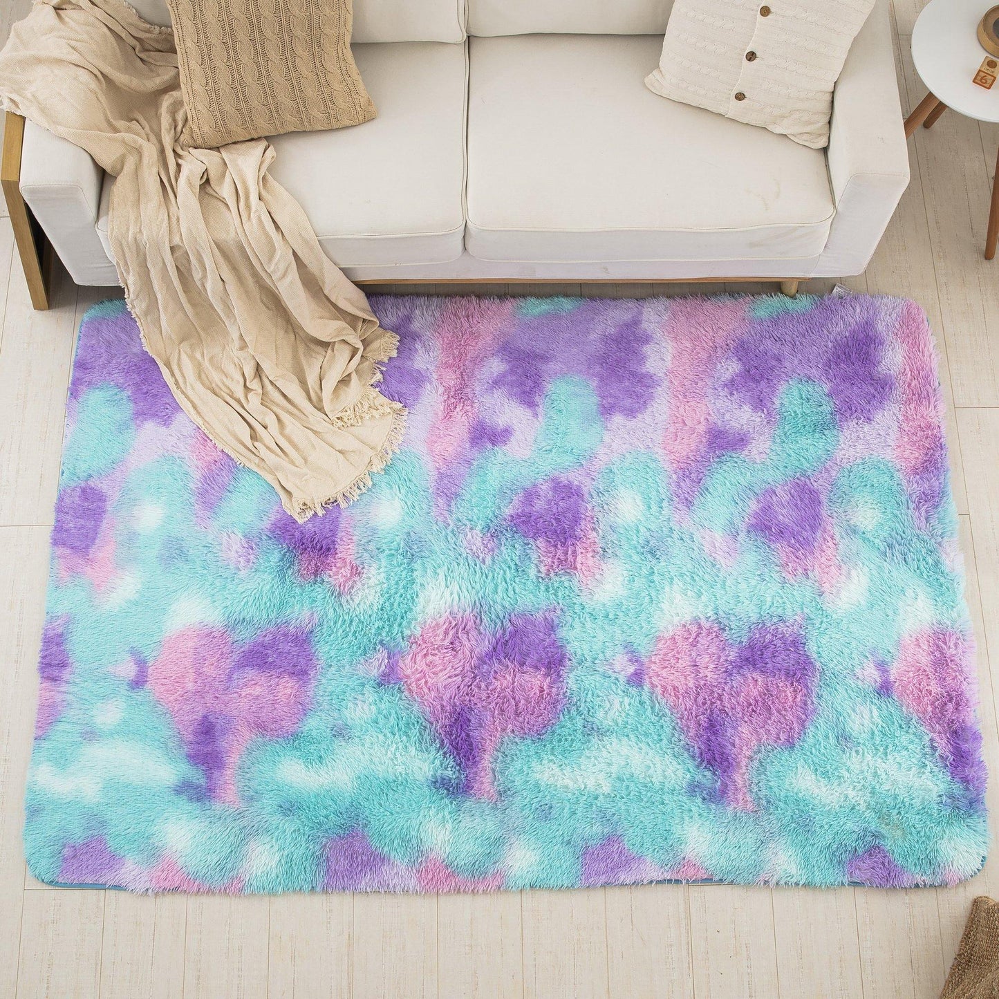 Green and purple mixed color plush carpet - Wongs bedding