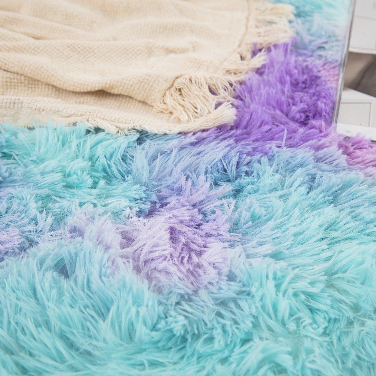 Green and purple mixed color plush carpet - Wongs bedding