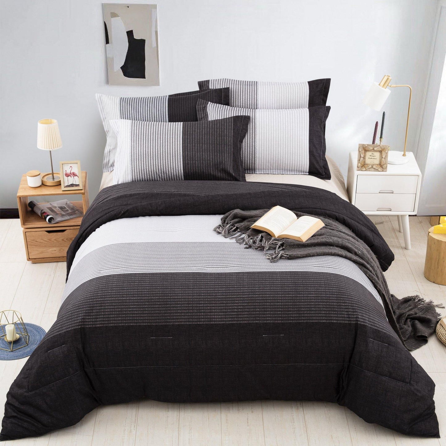 WONGS BEDDING Comforter set 3 Pieces Bedding Comforter with 2 Pillow Cases - Wongs bedding
