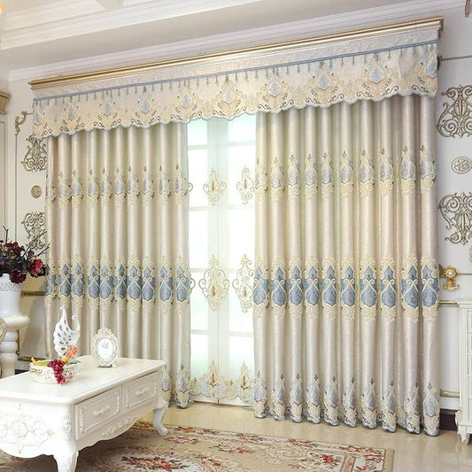 European Elegant Floral Embroidery Shading Curtains Hollow Curtain for Living Room Bedroom Decoration Custom 2 Panels Drapes