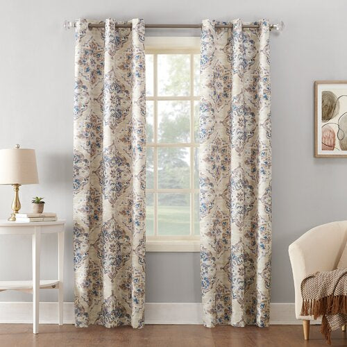 Floral Blackout Thermal Grommet Single Curtain Panel