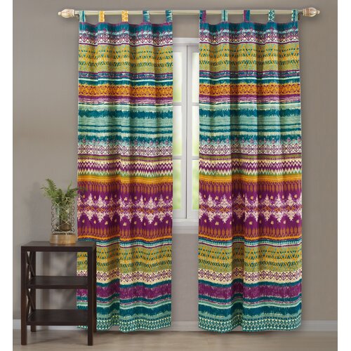 Striped Sheer Tab Top Curtain Panels (Set of 2)