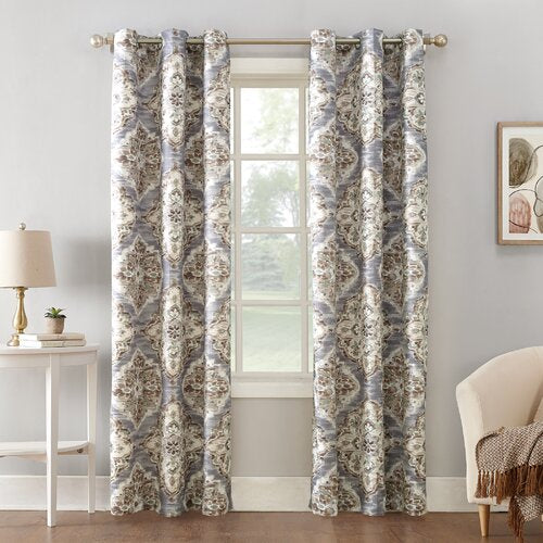 Floral Blackout Thermal Grommet Single Curtain Panel